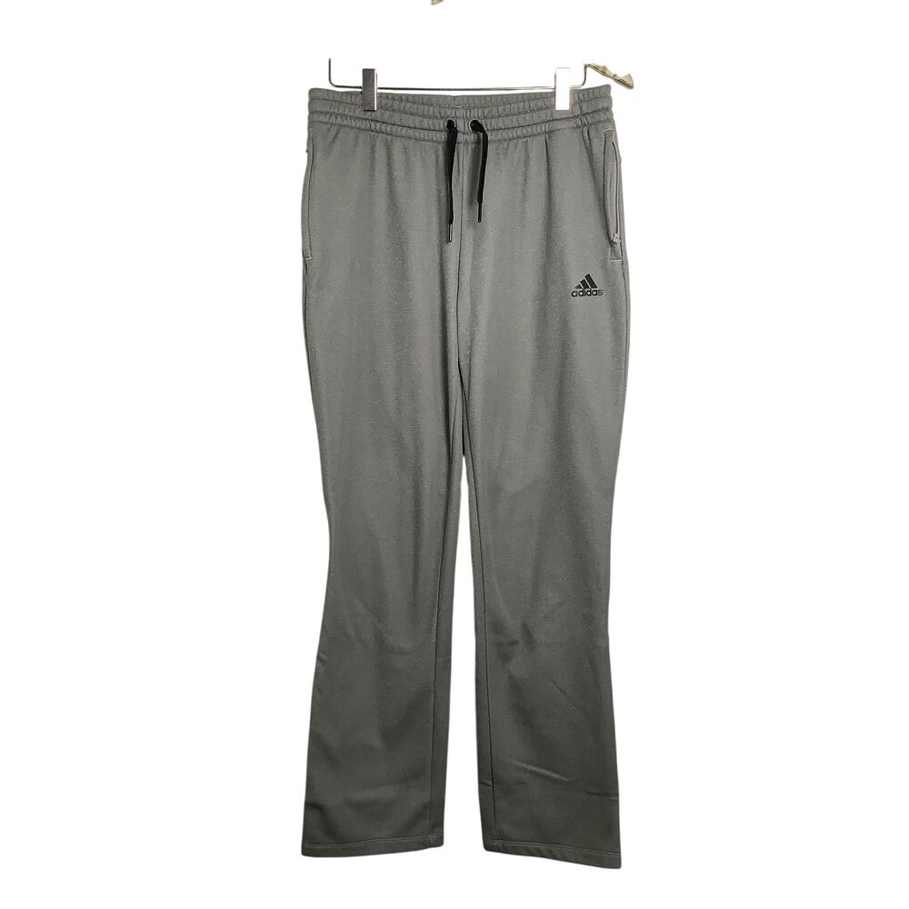 Adidas Boys M Gray Drawstring Straight Leg Sweatpants Athleisure Active T5-1